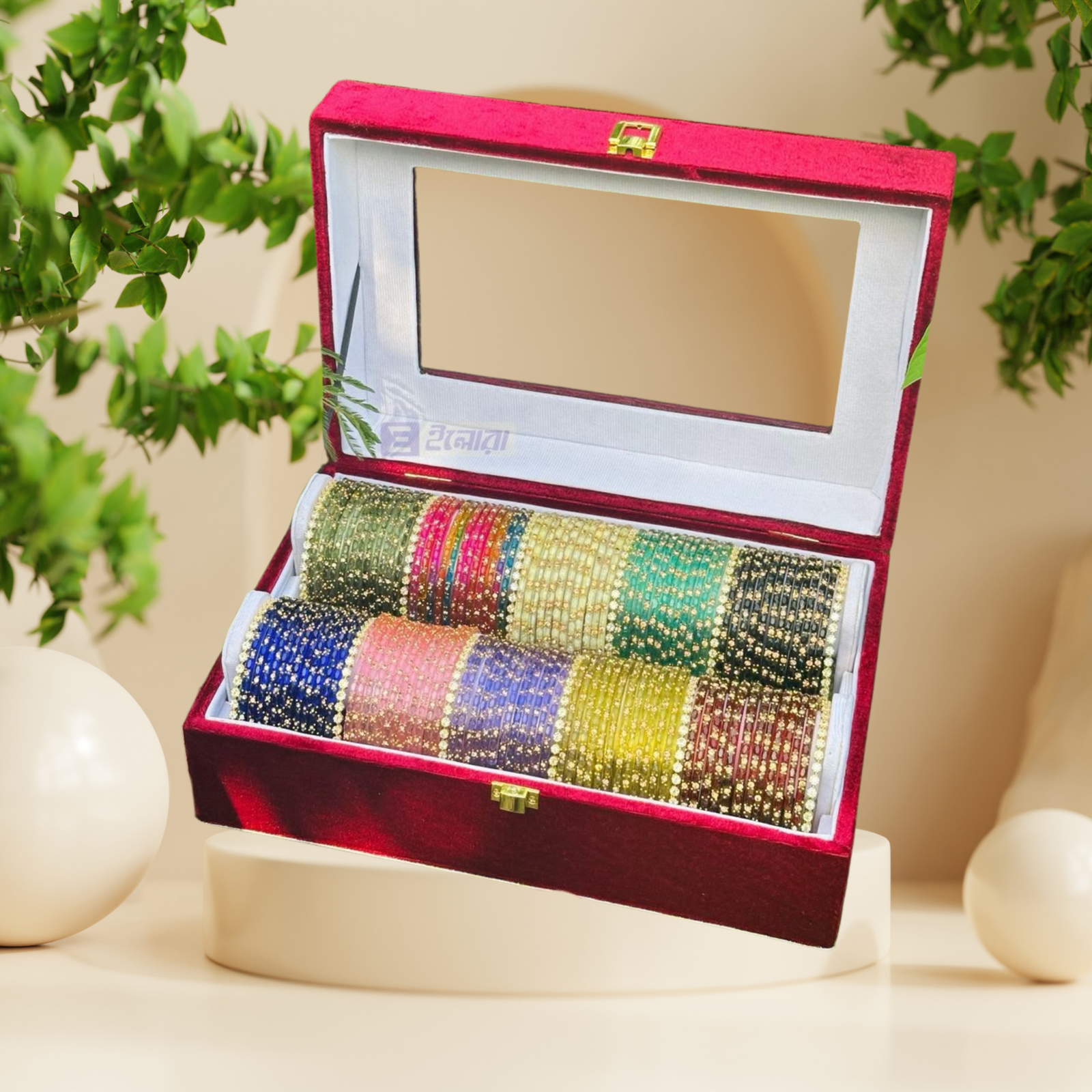 Crystal Queen 10 Color & 12Pcs Diamond Cut Combo With Double Stand Premium Velvet Box