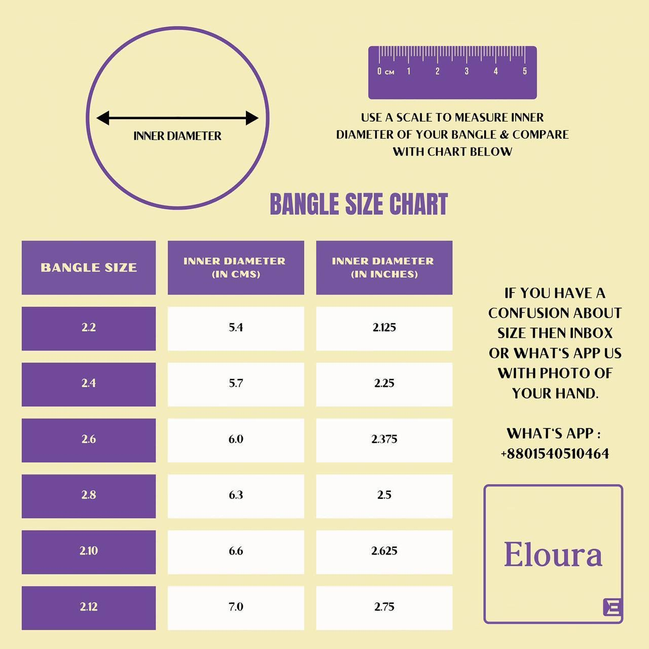 Bangle size chart