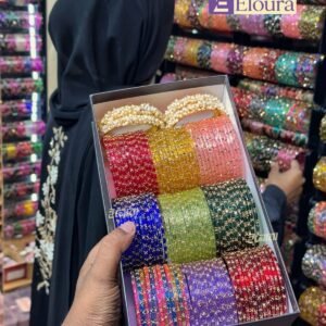9 Color Crystal Cut & 2 Pair Gajra Bala Combo